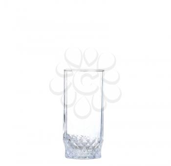 Empty glass for water, juice or milk on white background