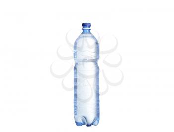 Soda water bottle with blank label. Isolated on white