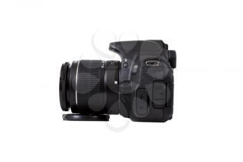 KIEV, UKRAINE, APRIL 25, 2016:  Canon EOS 650D Kit 18-55 IS DSLR black. Canon is the world largest SLR camera manufacturer.