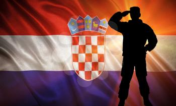 Flag with original proportions. Closeup of grunge flag of Croatia