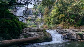Wachirathan Waterfall at Doi Inthanon National Park, Mae Chaem District, Chiang Mai Province, Thailand. Mobile photo