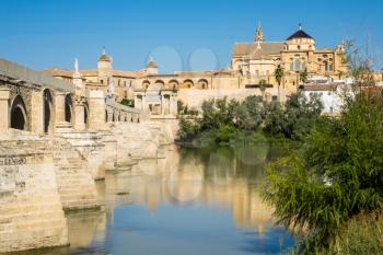 Bridge leading to Mosque and Cathedral of our Lady of the Assumption in Cordoba, Andalucia, Spain