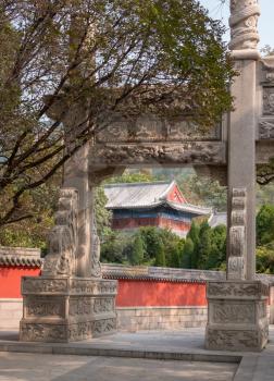 Entrance to Temple of Supreme Purity of Tai Qing Gong at Laoshan