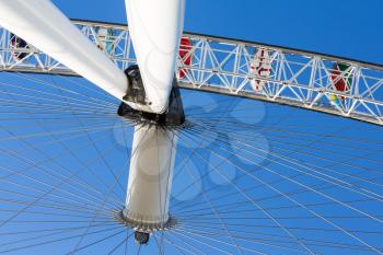 LONDON, UK - OCTOBER 1, 2015: Detail of London Eye  on South Bank of River Thames in London England