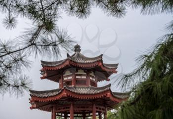 Traditional building at the temple at the Giant Wild Goose Pagoda in Xi'an