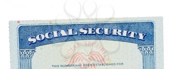 Social Security card in the USA isolated against white background