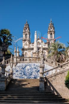 Many sets of stairs in the baroque staircase to the Santuario de Nossa Senhora dos Remedios church