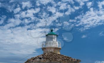 Lighthouse on summit of Old Fortress in the town of Corfu