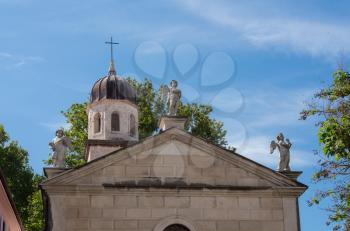 Statues on St Church of our Lady of Health in the old town of Zadar in Croatia