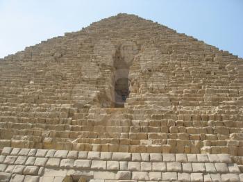 Big pyramids of Egypt. Entrance to a pyramid. Photos from a trip.