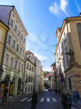 Prague, Czech Republic - August 23, 2016: Attractions of city Prague. Statues and monuments. Historical Buildings