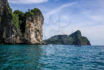 Thailand, the island of Phuket. Rocks off the coast of the sea.