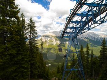 Funicular in the mountains of Canada. Transportation in the mountains.