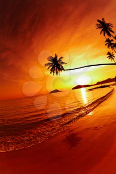 Tropical beach at sunset, Mak island, Thailand
