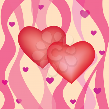 Valentine's day background. Two hearts in waves of love.