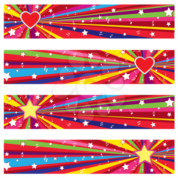 Pop music party banner. Fun background with copy space. Winner music competition greeting card. Party wallpaper