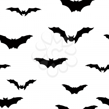 Halloween bat silhouette seamless pattern. Holiday Halloween background