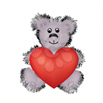 Teddy bear and big red heart. I Love You Valentine's day geeting card design concept