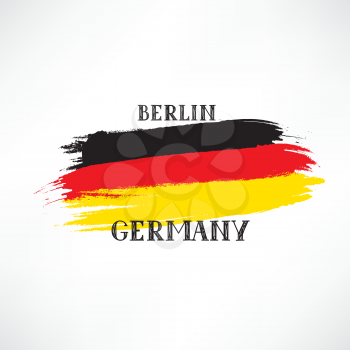 German Flag with handwritten lettering Germany. Travel sign