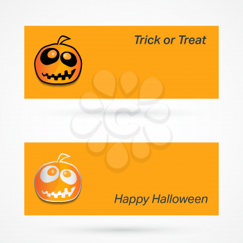 Set of Halloween Pumpkin Banner. Happy Halloween Sticker Template. Vector illustration.