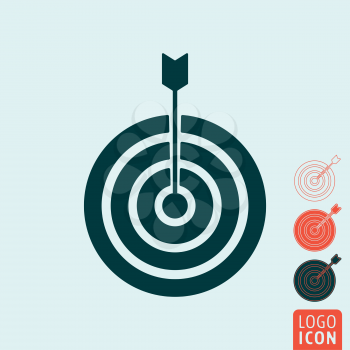 Target icon. Target symbol. Target with arrow icon isolated. Vector illustration