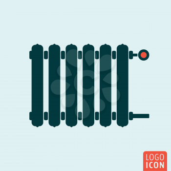 Radiator icon. Heating radiator with adjuster of warming. Vector illustration.