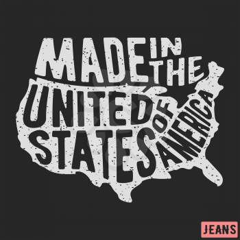 T-shirt print design. Made in the USA vintage stamp. Printing and badge applique label t-shirts, jeans, casual wear. Vector illustration.