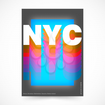 New York city poster. NYC colorful design for magazine, printing product, cover, flyer, presentation, typography, t-shirt graphic, brochure or booklet. Vector illustration