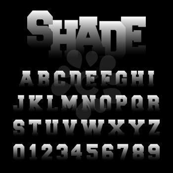 Alphabet font template. Set of letters and numbers shade design. Vector illustration.