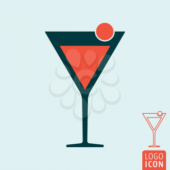 Cocktail glass icon. Alcoholic mixed drink symbol. Vector illustration.