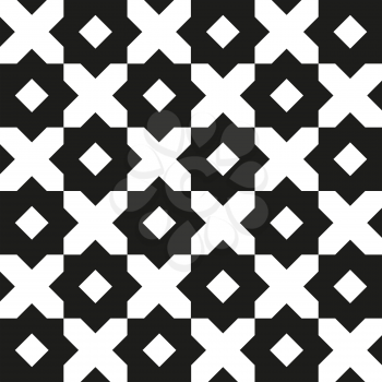 Retro black and white background template. Vintage geometric seamless pattern. Vector illustration.
