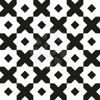 Vintage geometric seamless pattern. Retro black and white background template. Vector illustration.