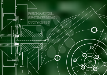 Technical illustration. Mechanical engineering. Background. Green background