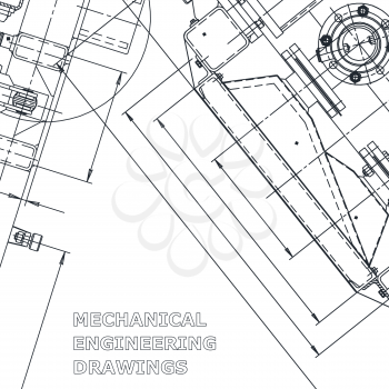 Blueprint. Corporate Identity. Vector engineering illustration. Computer aided design systems. Instrument-making drawings. Mechanical engineering drawing