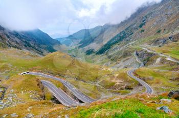 Transfagarasan Highway (Transfagarash), the most beautiful and dangerous road in Europe, Romania. Carpathian mountains, Fagaras ridge.