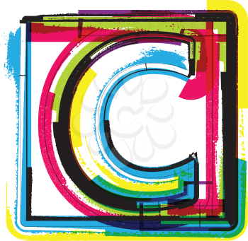 Colorful Grunge Font LETTER C