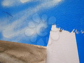 Aged street wall background with colorful paint splashes