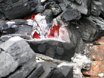 closeup charcoal barbecue briquettes