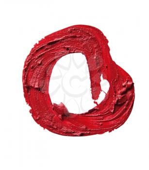 close up of a RED smudged lipstick on white background  Abstract Shape