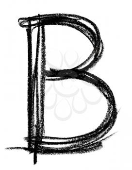 Handwritten sketch black Letter B  on white background