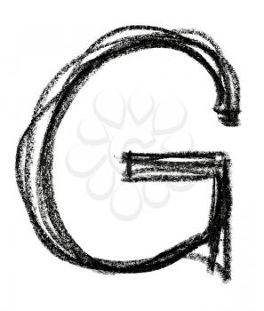 Handwritten sketch black Letter G on white background