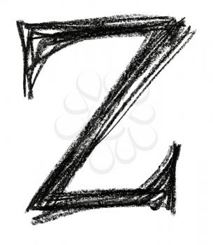 Handwritten sketch black Letter Z on white background