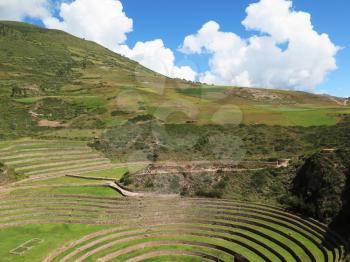 Peru, Moray, ancient Inca circular terraces Probable there is the Incas laboratory of agriculture, Sacred Valley, Cusco