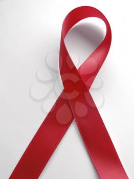 red ribbon aids awareness isolated on white background. Clipping Path included