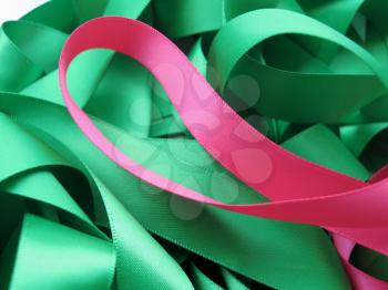 Colorful ribbons over white background, design element.