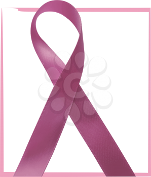 Pink ribbon against cancer isolated on white background. Vector illustration