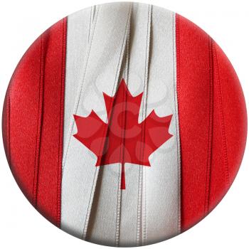 Canada flag or banner made with red and white ribbons