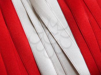 PERUVIAN flag or banner made with red and white ribbons