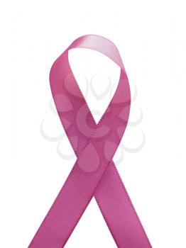 Pink ribbon against cancer isolated on white background. Clipping Path included