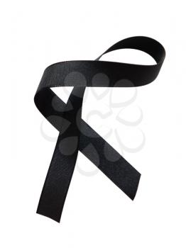 Black ribbon awareness isolated on white background. Clipping Path included